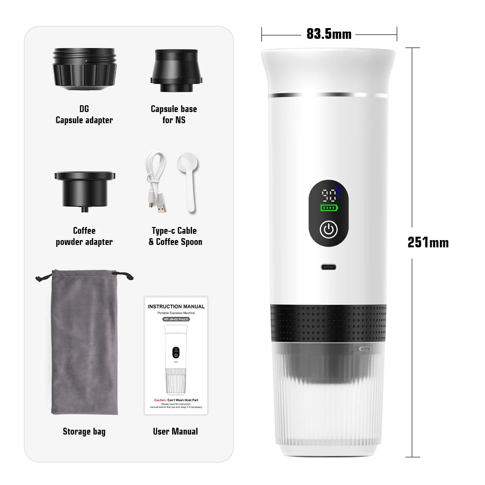 DENOKIN™ Cafetera Espresso Portátil 3‑en‑1