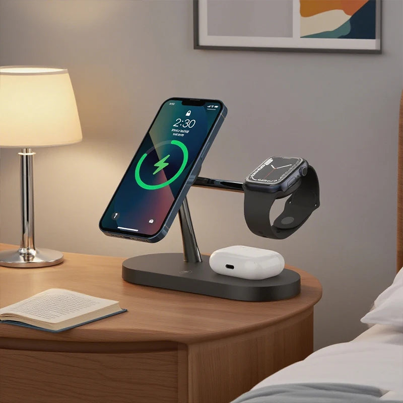 3 en 1 Cargador Inalámbrico Magnético para iPhone, Apple Watch y AirPods