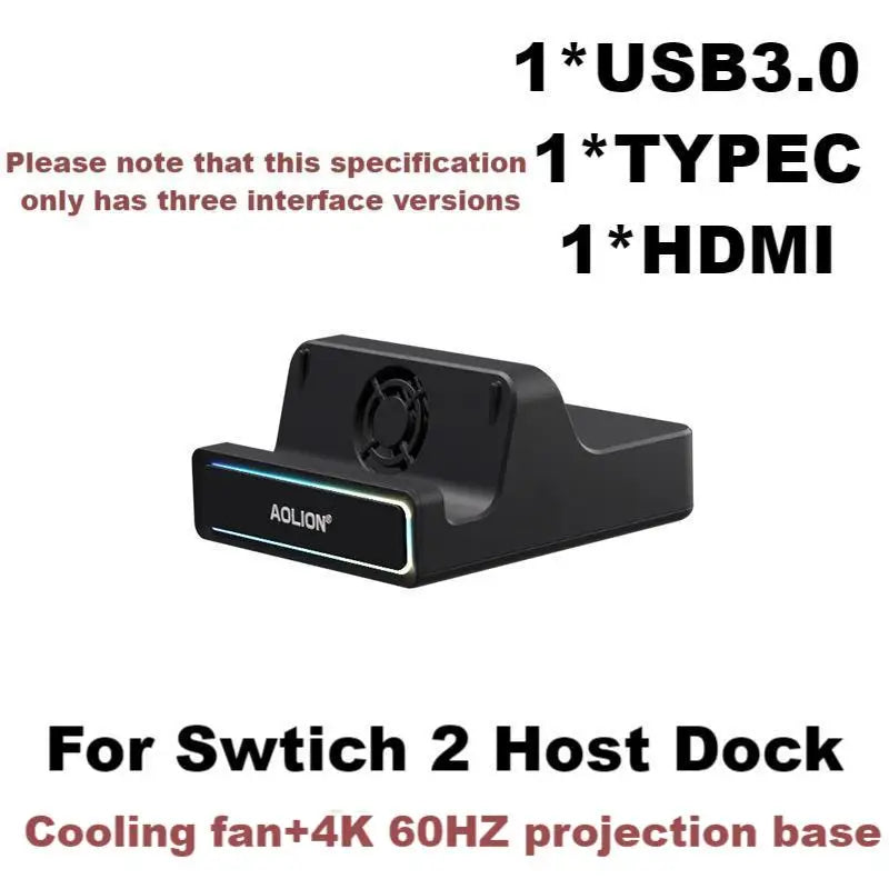 For Switch 2 Gaming Console Cooling Fan Storage Base Charging Dock