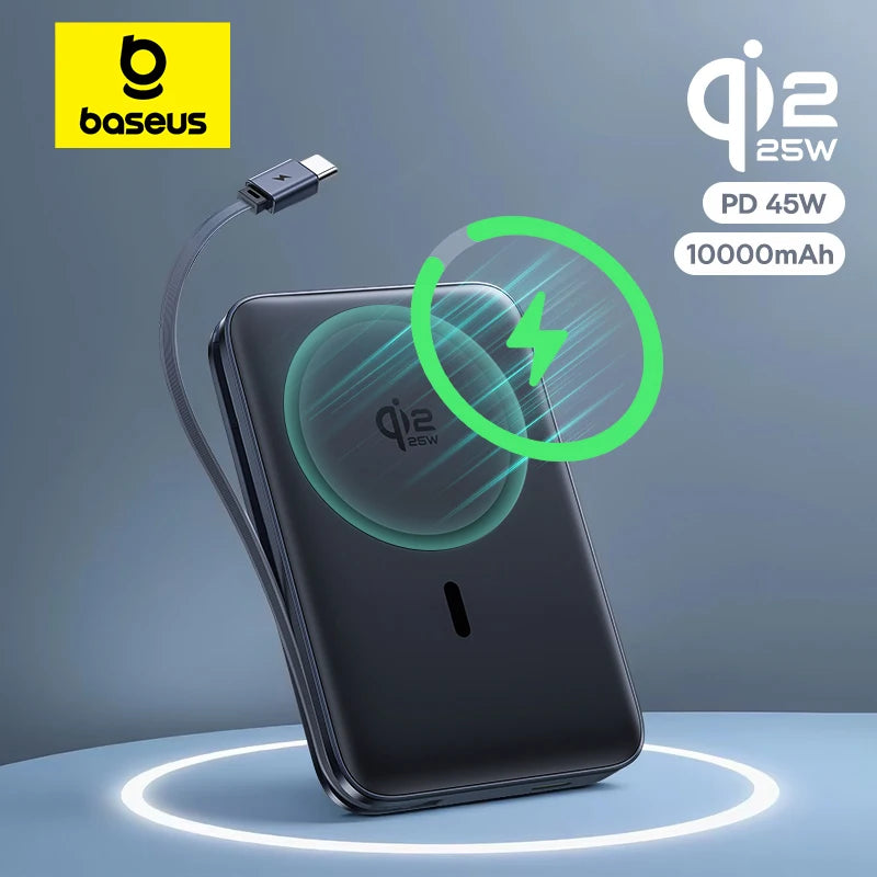 Power Bank Baseus Magnético 3‑en‑1 con Cable USB‑C Integrado