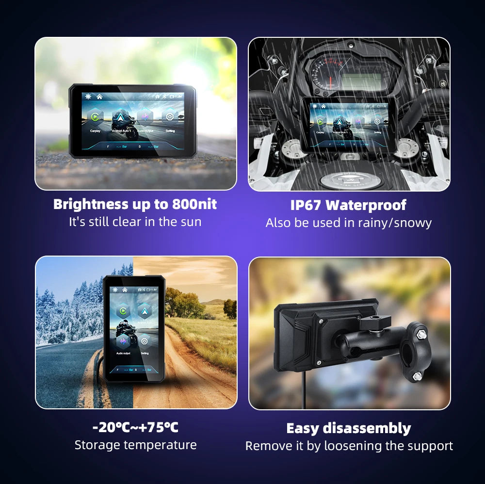 5" CarPlay & Android Auto Motorcycle Display