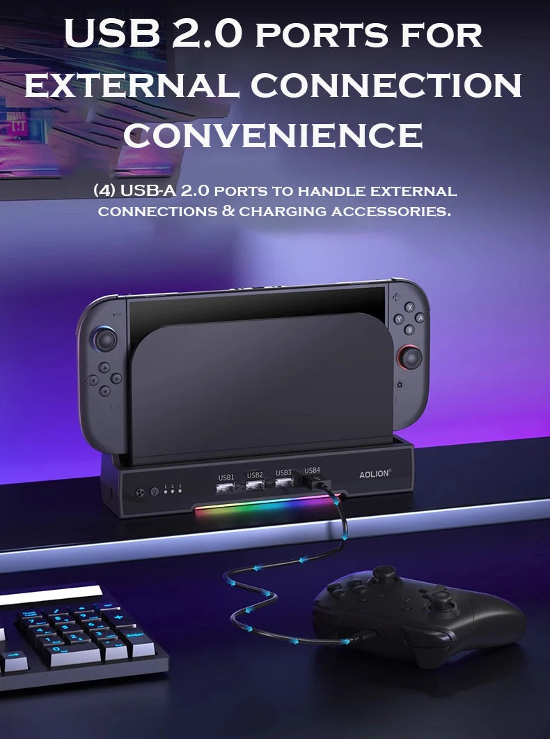 For Switch 2 Gaming Console Cooling Fan Storage Base Charging Dock