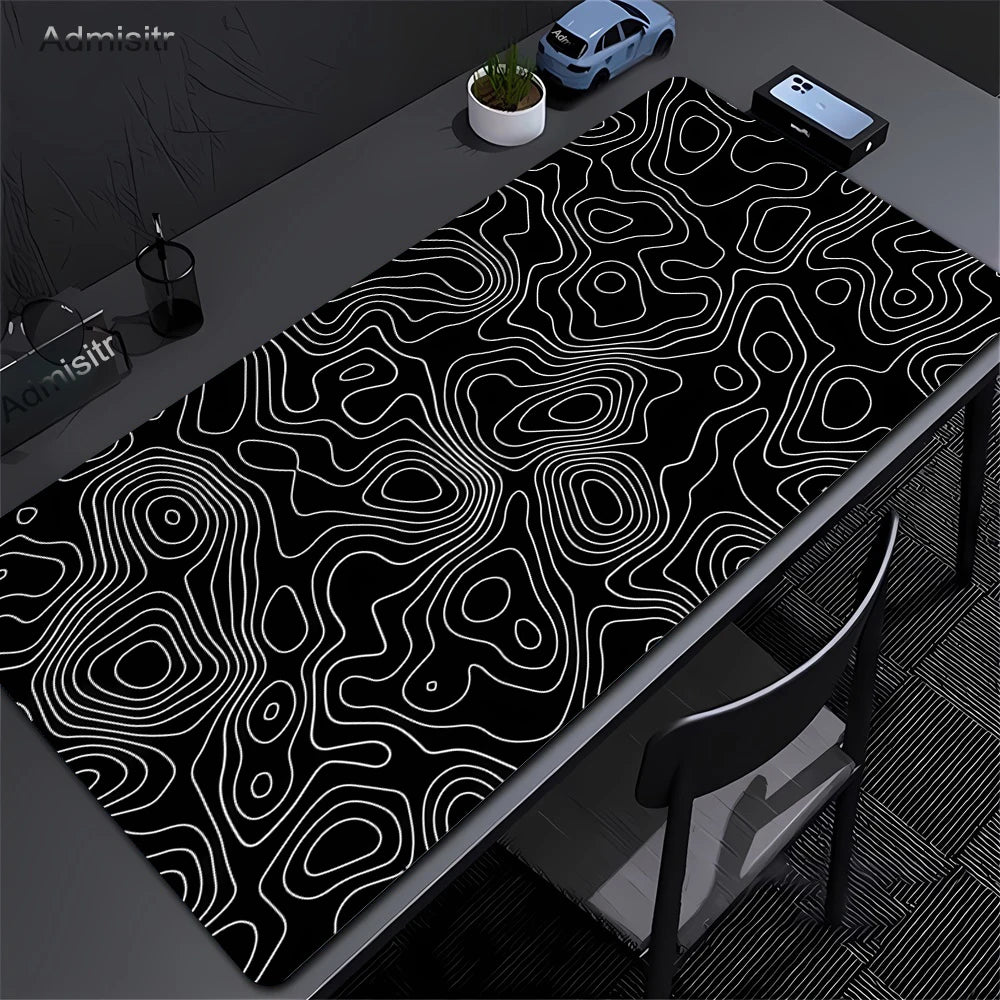 XXL Desk Mat Black And White Strata Liquid Mousepad