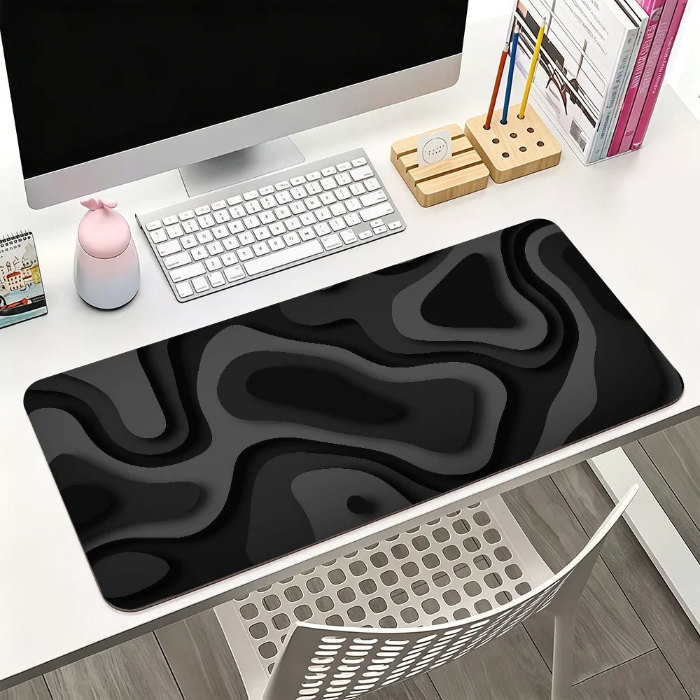 Black and grey abstract art pattern design Mouse Pad