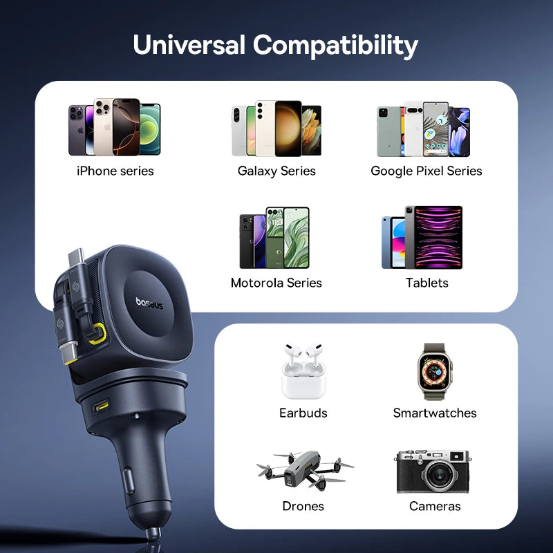 Baseus 100W Car Charger PD QC Fast Charging Dual