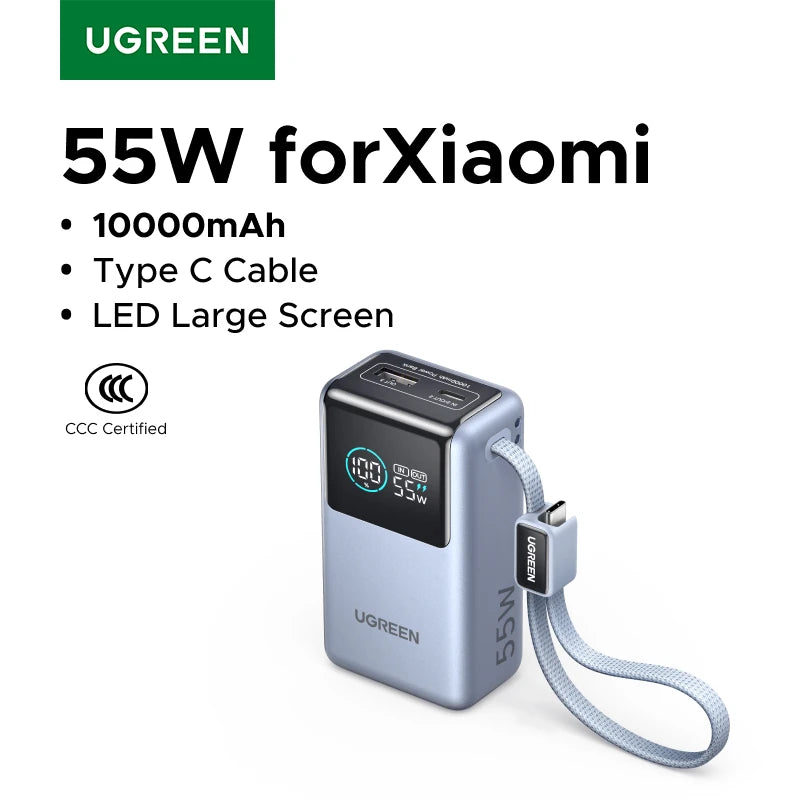UGREEN Power Bank 55W 10000mAh con Cable Tipo C