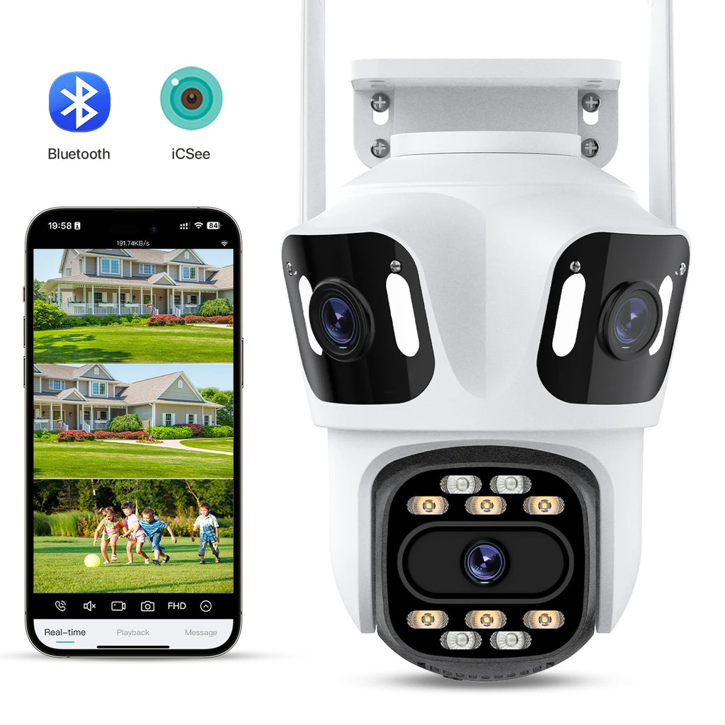 Three Lens PTZ IP Camera Outdoor HD Three Screen