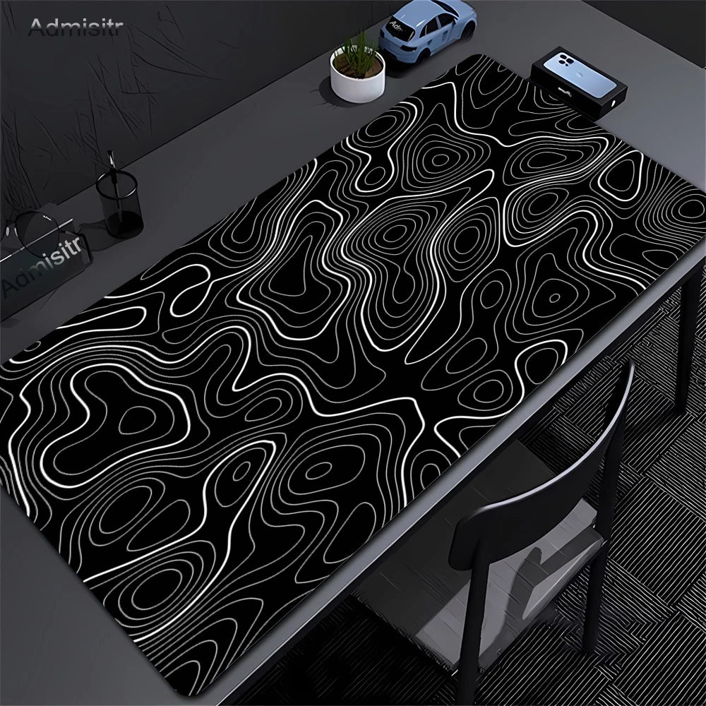 XXL Desk Mat Black And White Strata Liquid Mousepad