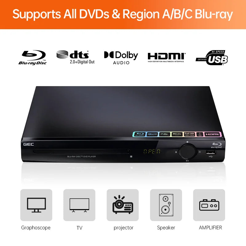GIEC G2805 Blu-ray Player DVD/VCD/CD