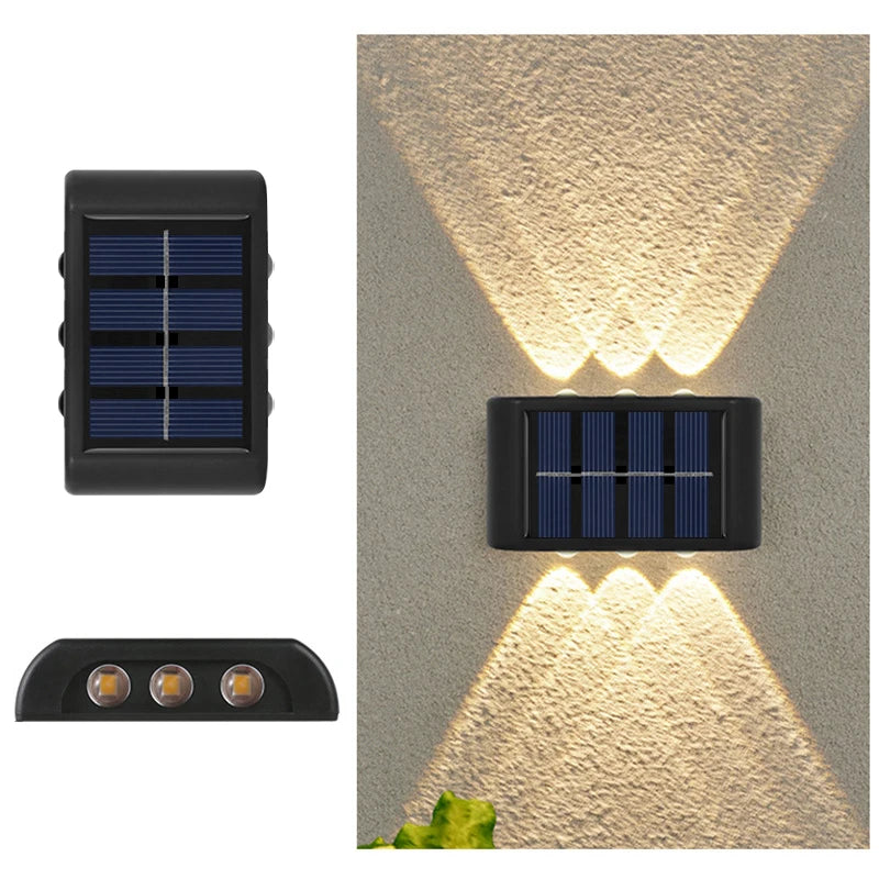 Lámpara de pared atmósfera al aire libre con panel solar 6LED