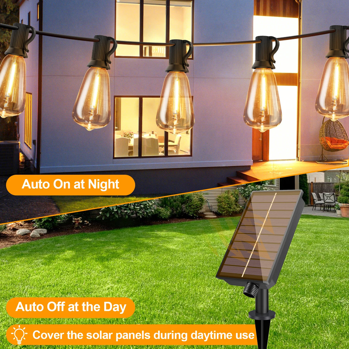 Guirnalda LED de globo solar G40 Luz de patio