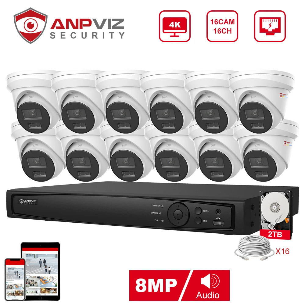Anpviz Sistema de Cámaras de Seguridad 16CH 4K PoE