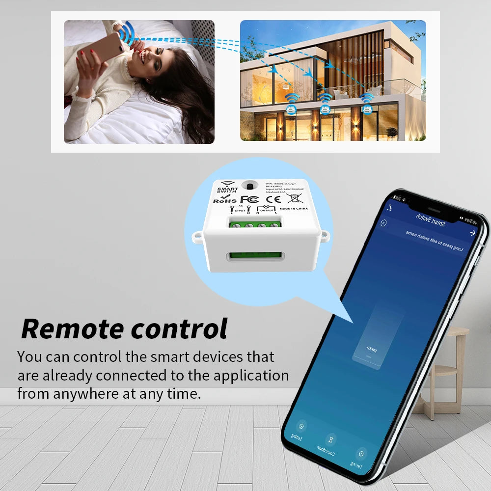 Tuya WiFi Wireless Switch 1/2/3 Gang RF433MHz Voice Control