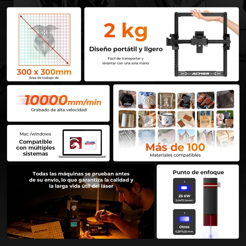 Grabador y Cortador Láser CNC 300×300 mm