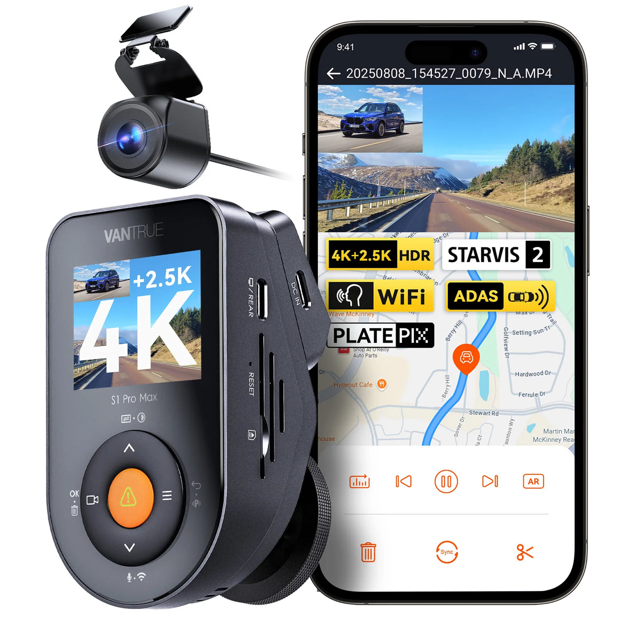 Vantrue S1 Pro Max 4K+2.5K DashCam 5G