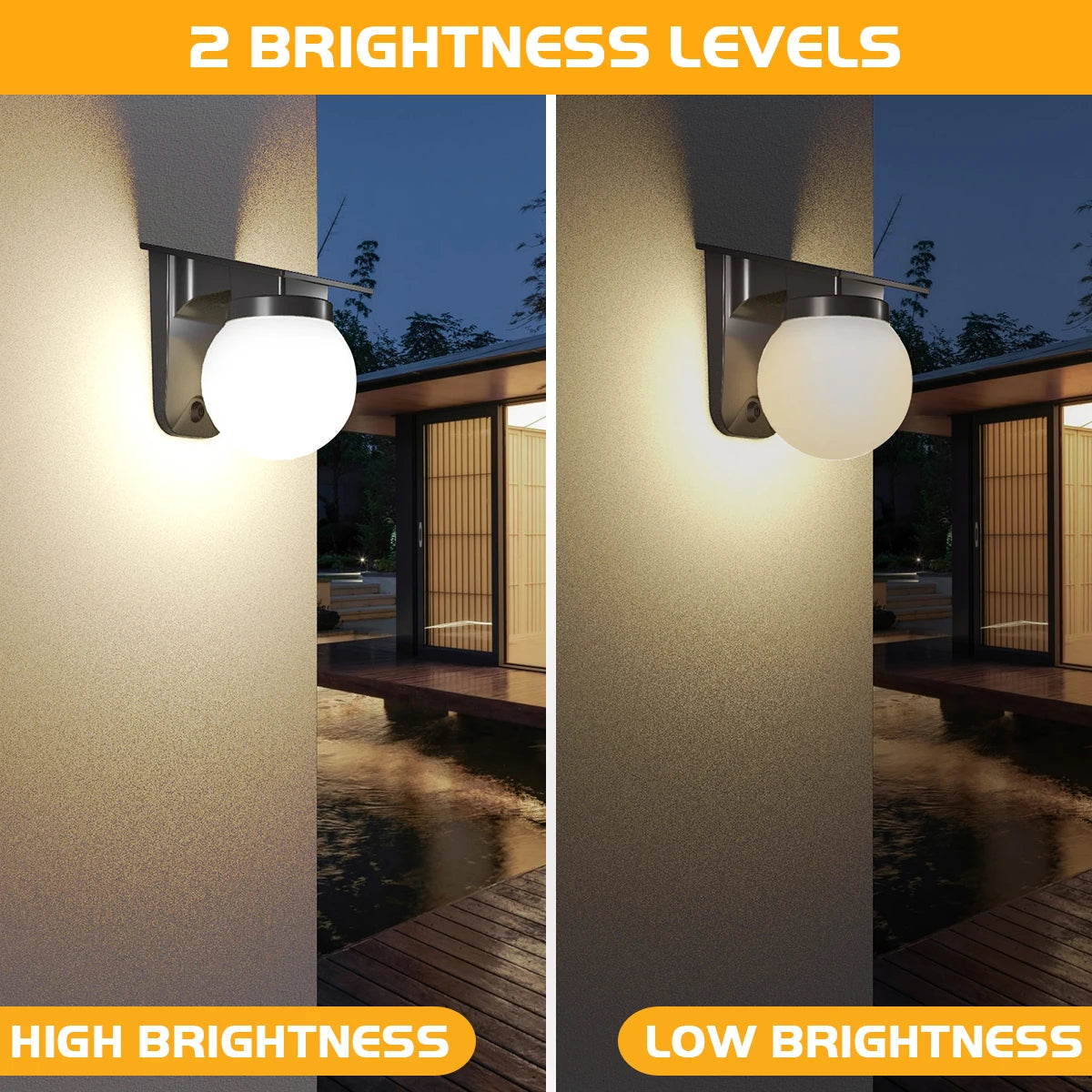 Luces de pared solares para uso en exteriores Brillo ajustable