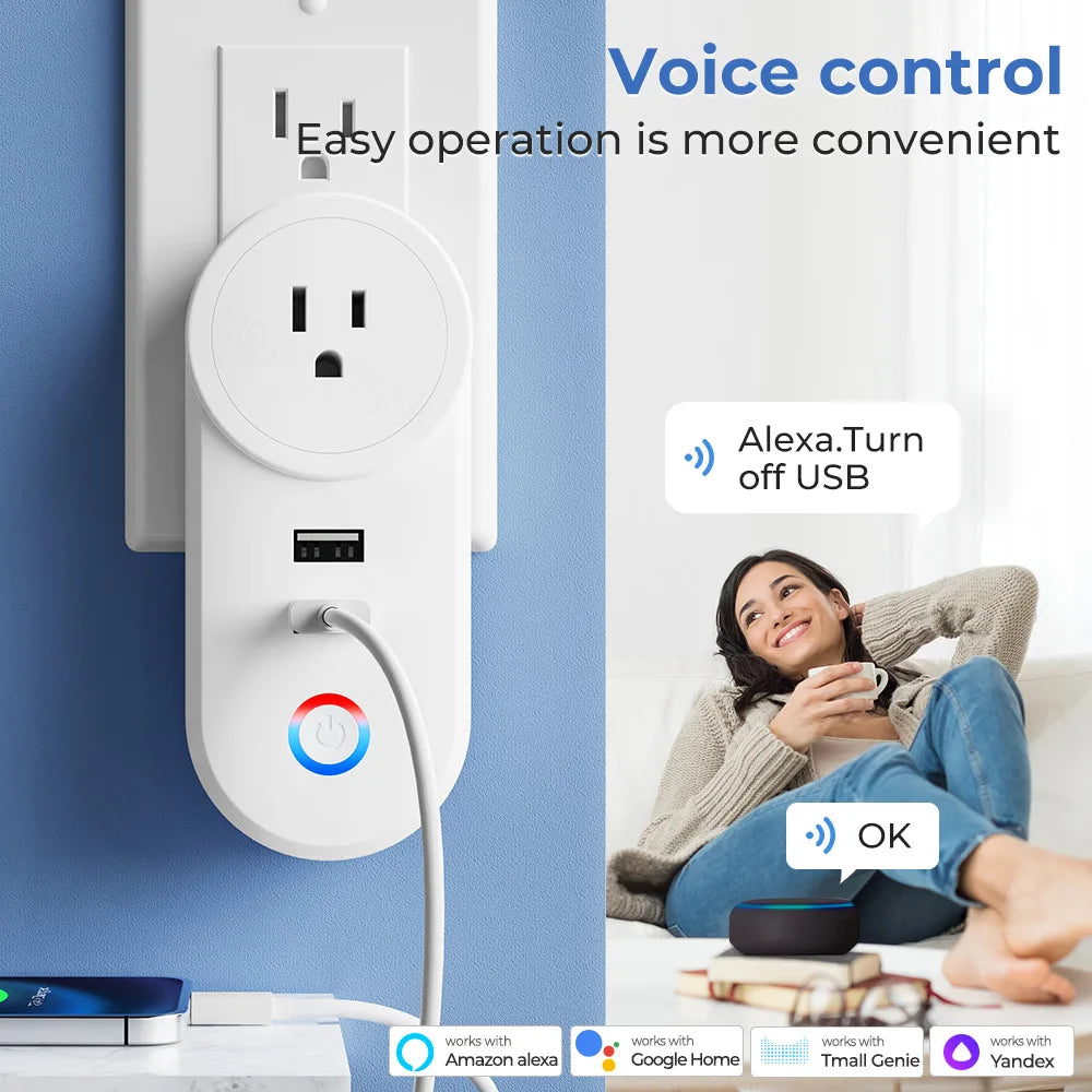 16A Tuya WiFi Smart Socket With 2 USB
