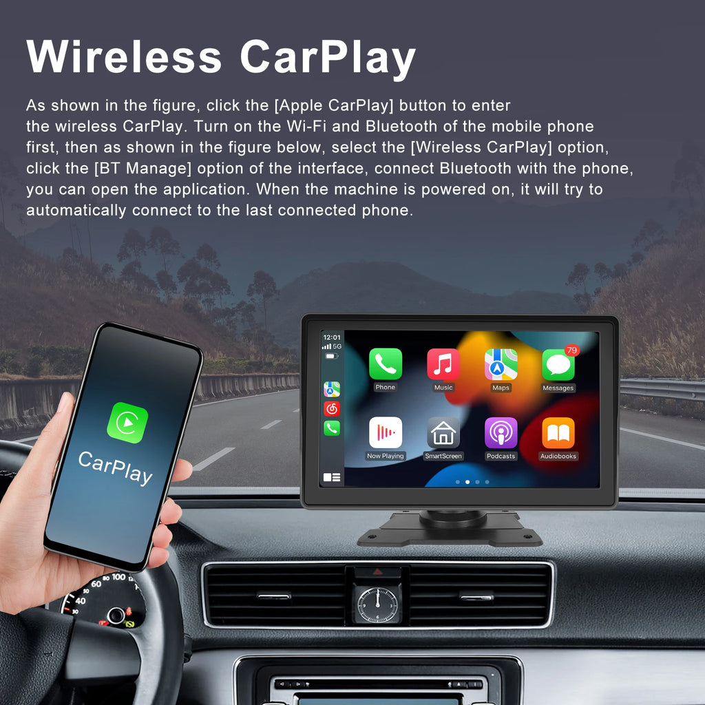 Pantalla Carplay & Android Auto 
Podofo 7''