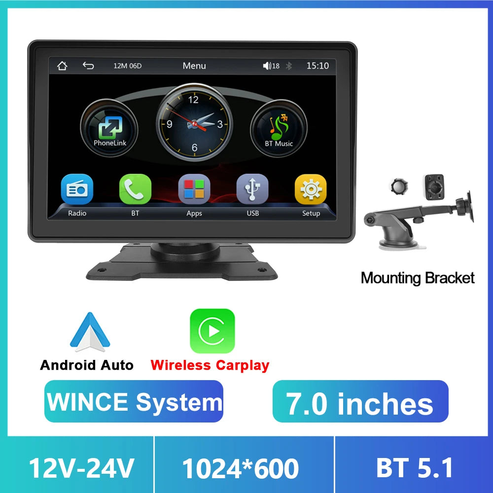 Pantalla Carplay & Android Auto 
Podofo 7''