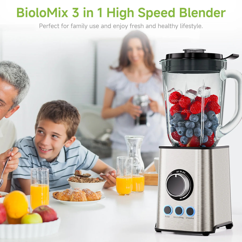 BioloMix Licuadora 3 en 1 de Alta Potencia