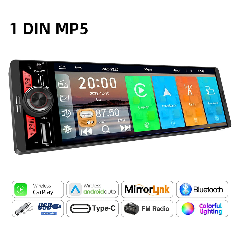 Pantalla Carplay & Android Auto 
6.5 Inch IPS