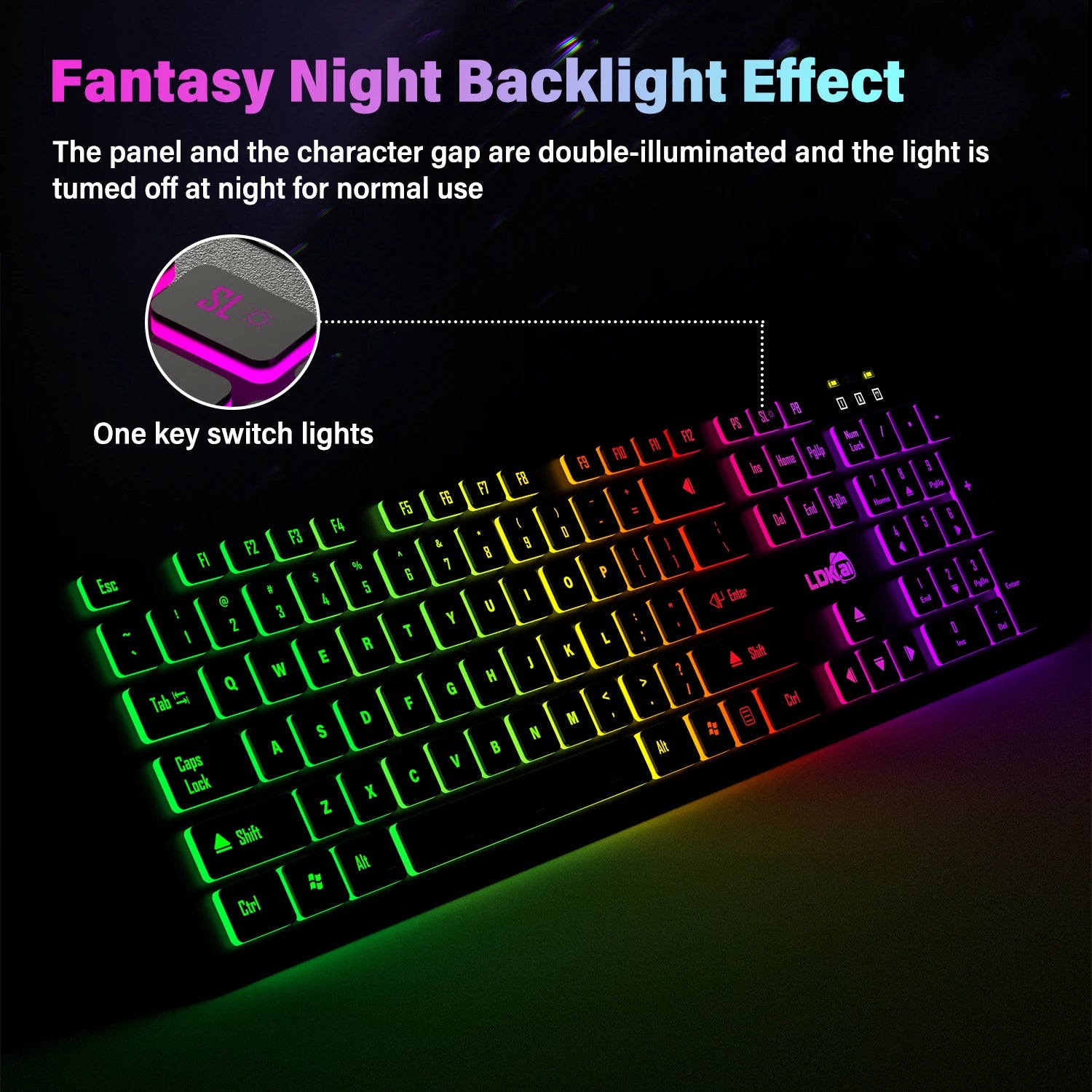 Gaming Teclado Light Backlit RGB Mute Wired