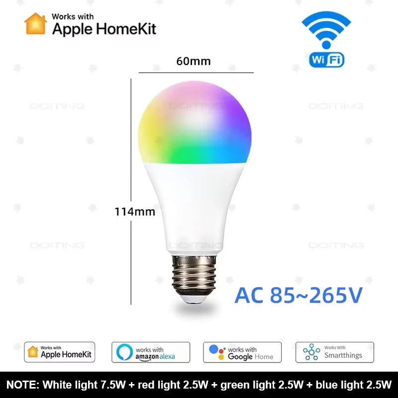 Homekit WiFi E27 Smart Dimmable Bulb RGBCW 110V