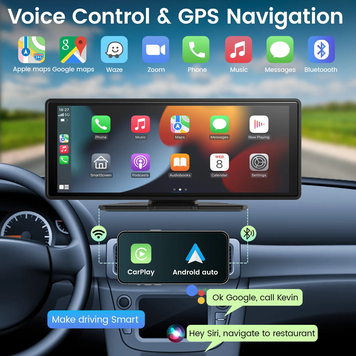 Pantalla Carplay & Android Auto 
10.26" Car Mirror