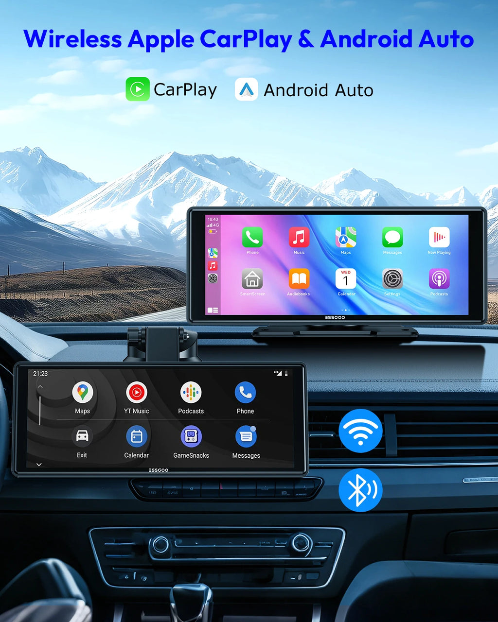 Pantalla Carplay & Android Auto 
ESSGOO 10.26"