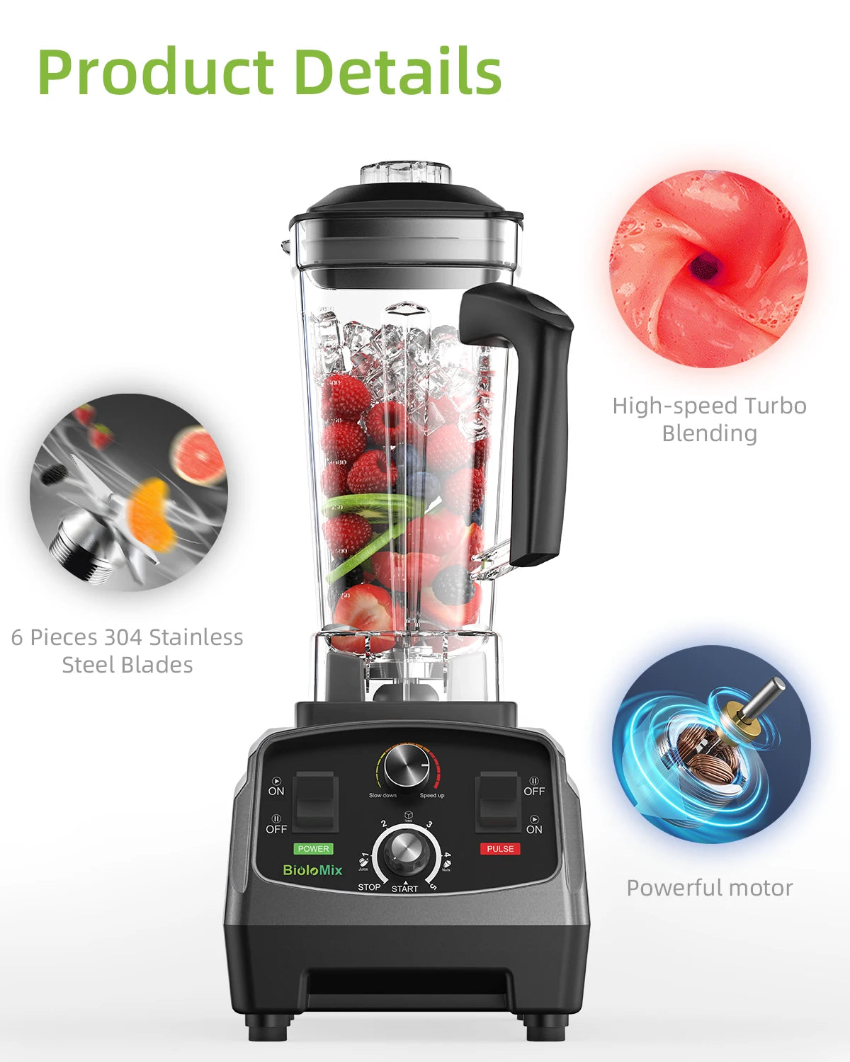 Batidora Profesional con Temporizador BioloMix