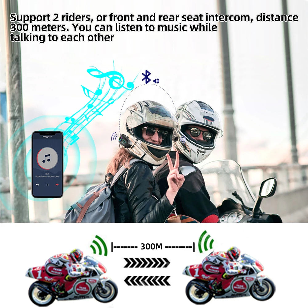 Intercomunicador para motocicleta KEBIDUMEI 1/2x IPX6