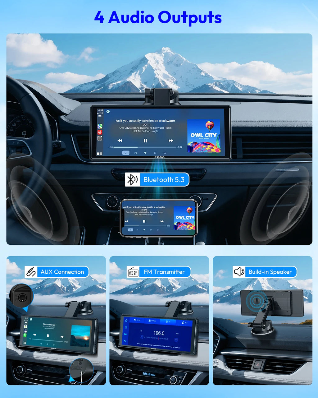 Pantalla Carplay & Android Auto 
ESSGOO 10.26"