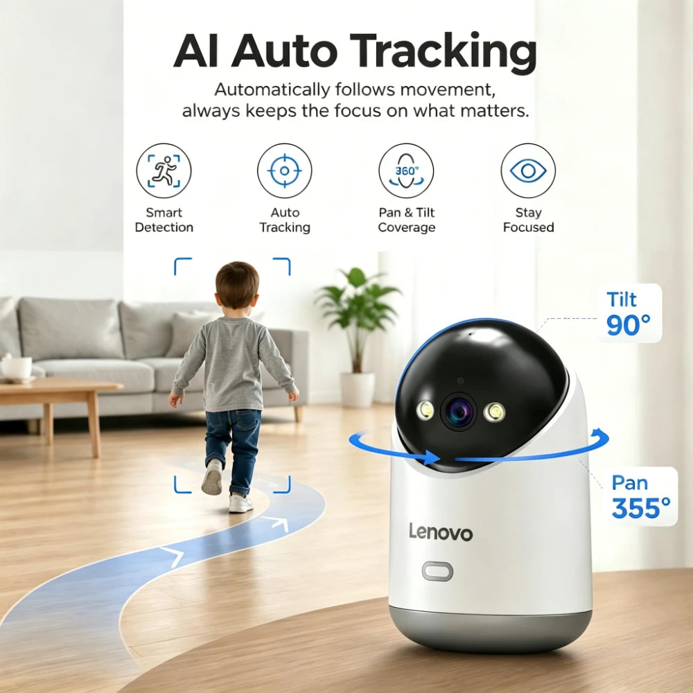 Lenovo 5MP 5G WiFi Camera Indoor Home Security IP Smart Baby Monitor Camera Color Night Auto Tracking Video Surveillance Camera