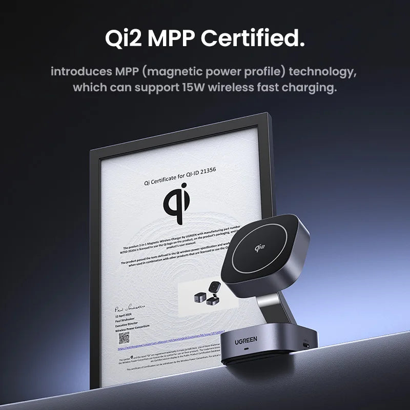 UGREEN Qi2 15W Soporte Cargador Inalámbrico Magnético