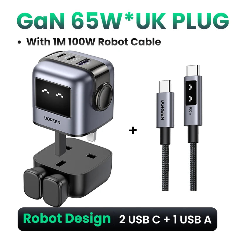Cargador UGREEN 65W GaN Uno Robot