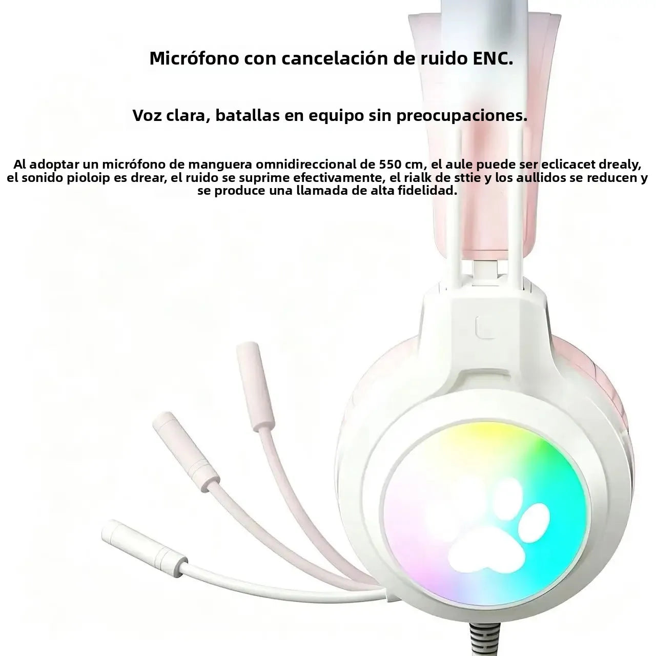 SOYTO Kawaii Cat Ear Audífonos Gamer RGB Color