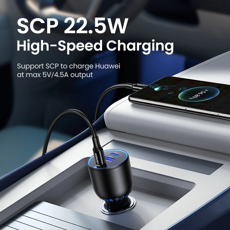 Cargador Rápido de Auto UGREEN 130W USB C