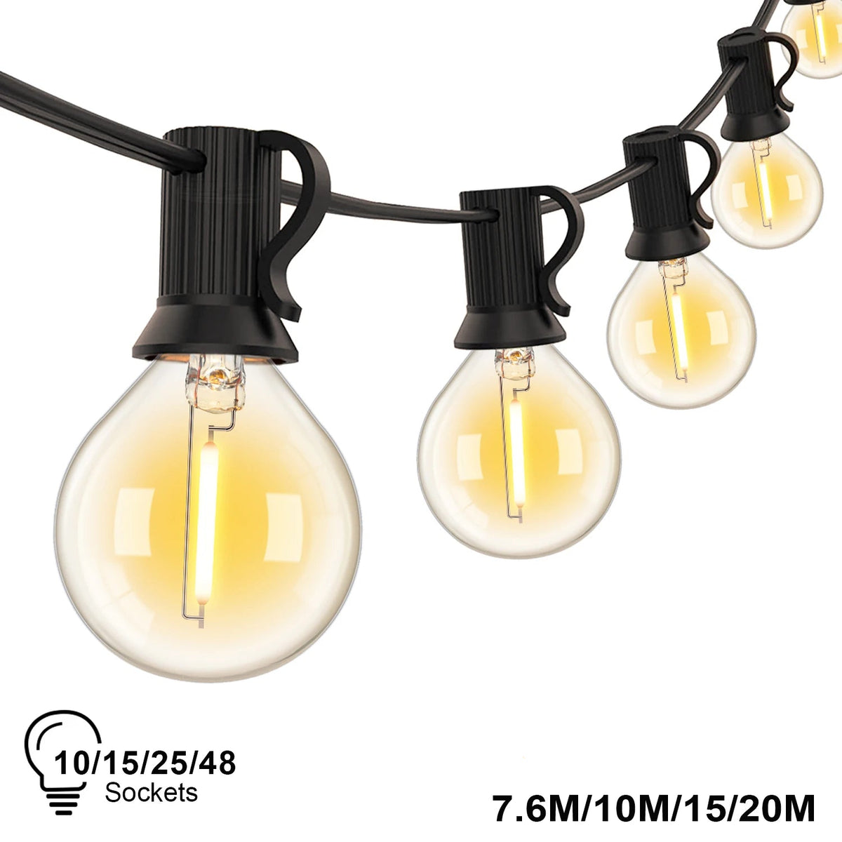 Guirnalda de interior/exterior G40 E12 Socket EU