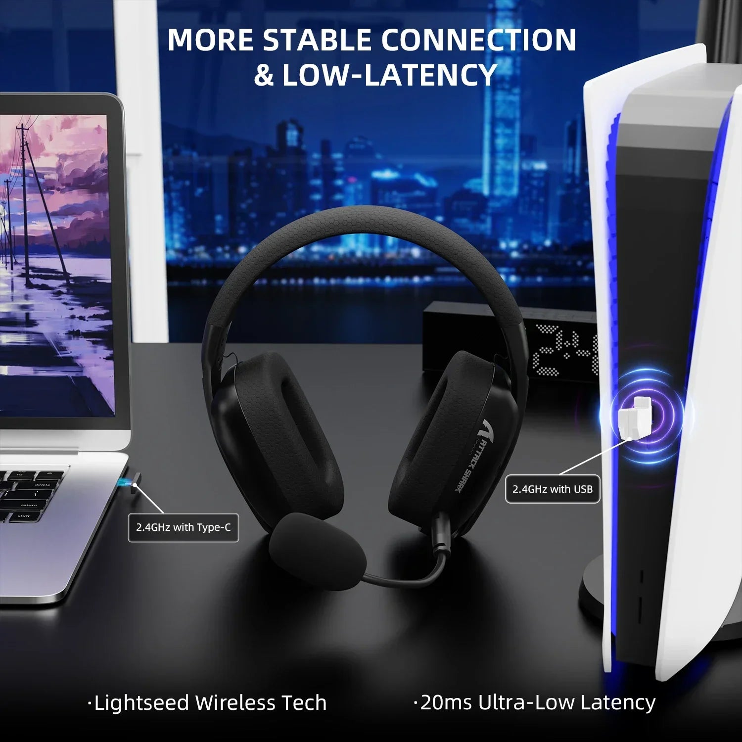 ATTACK SHARK L80PRO Wireless Audífonos Gamer Tri-Mode
