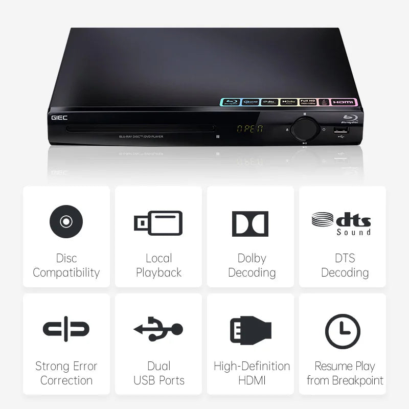 GIEC G2805 Blu-ray Player DVD/VCD/CD