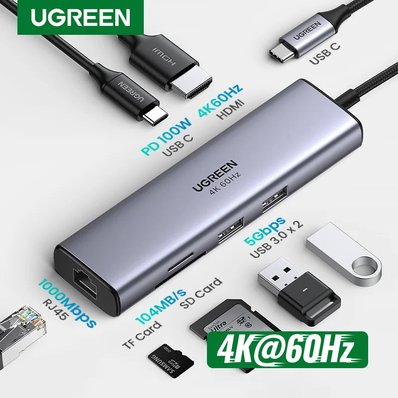 Multi hub UGREEN USB C HUB 4K60Hz 7-in-1
