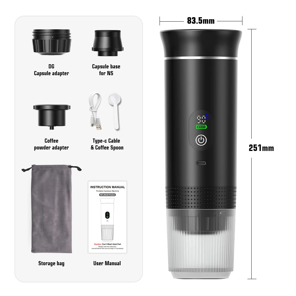 DENOKIN™ Cafetera Espresso Portátil 3‑en‑1