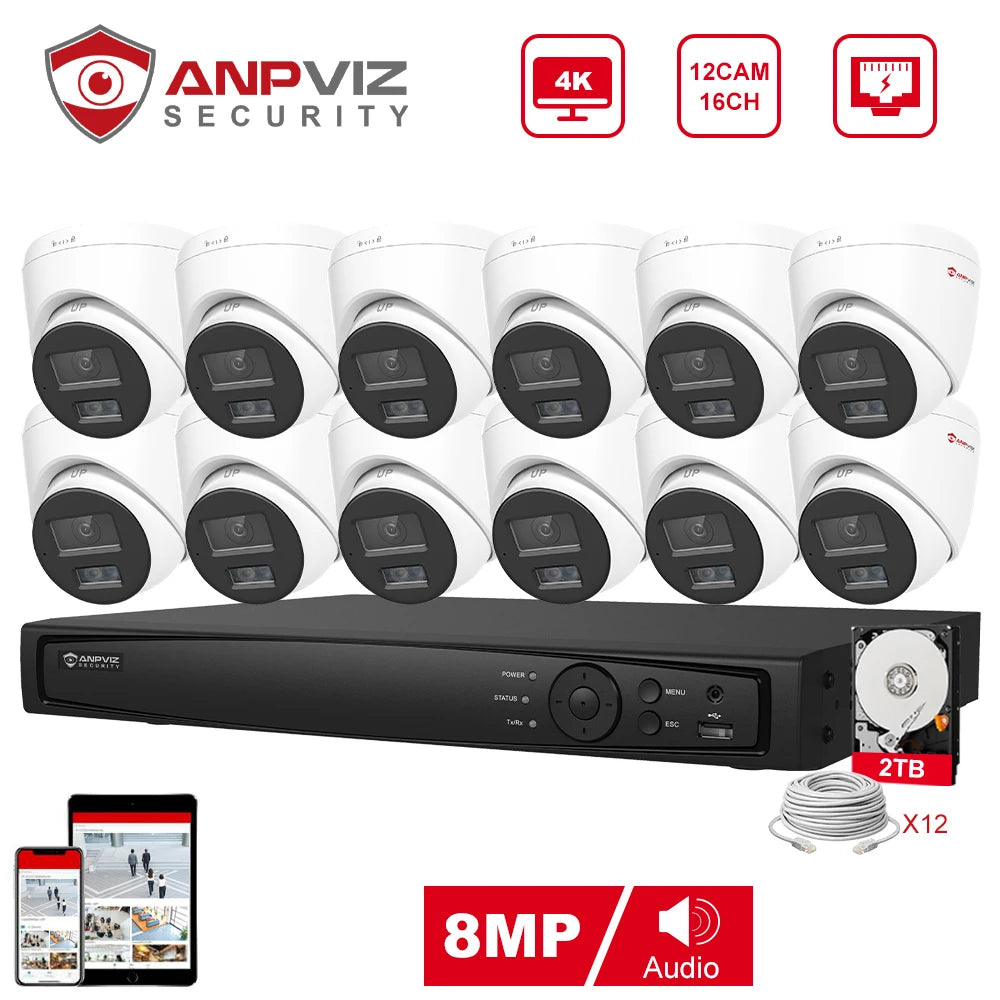 Anpviz Sistema CCTV 4K 16CH PoE con Cámaras 8MP