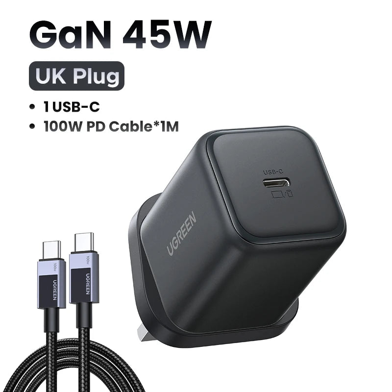 Cargador Rápido UGREEN 45W GaN PD3.0 PPS QC3.0