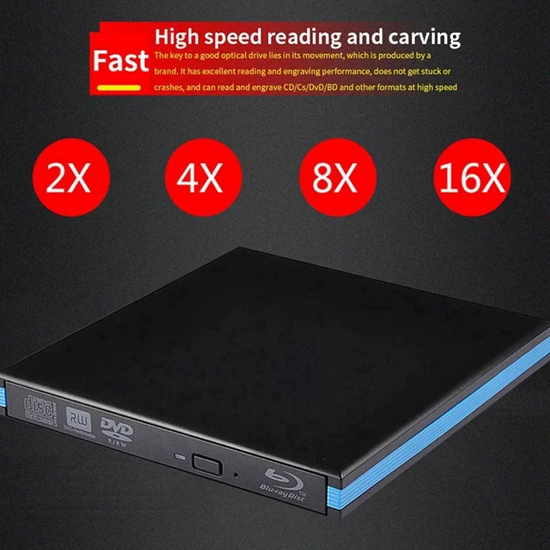 Blu-Ray Burner Player USB 3.0 CD DVD