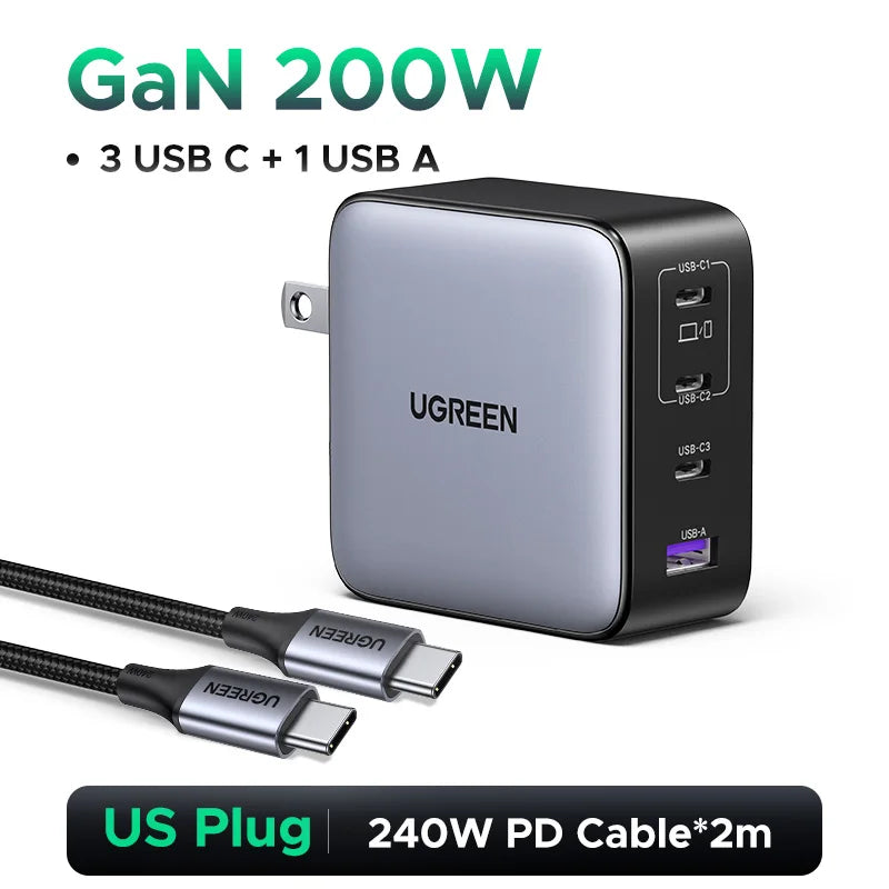 Cargador de Viaje UGREEN 200W GaN