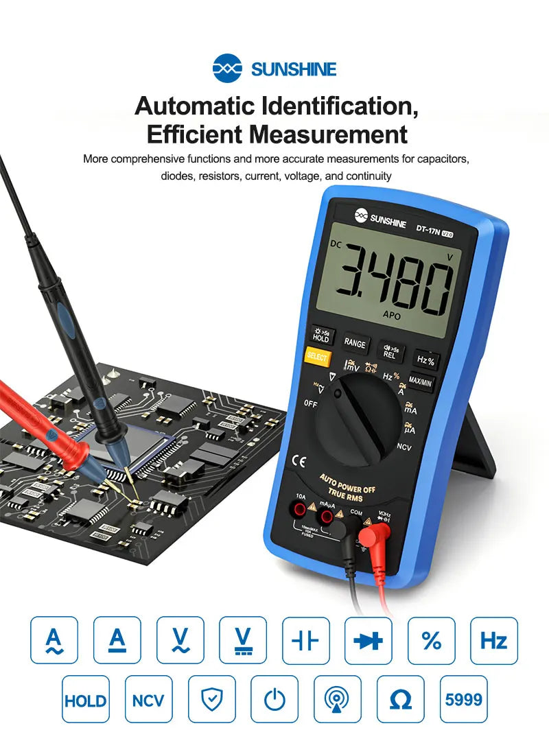Multimètre numérique automatique SUNSHINE