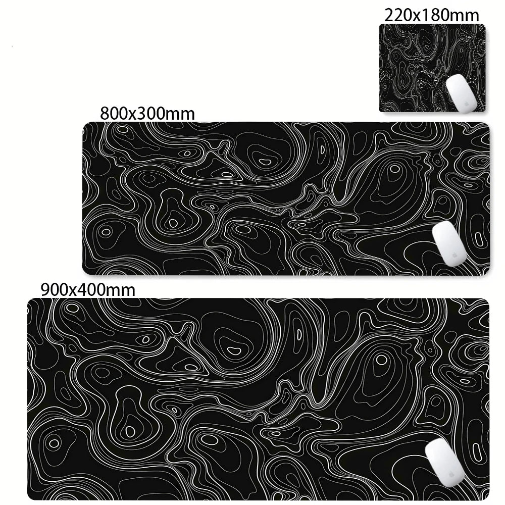 XXL Desk Mat Black And White Strata Liquid Mousepad