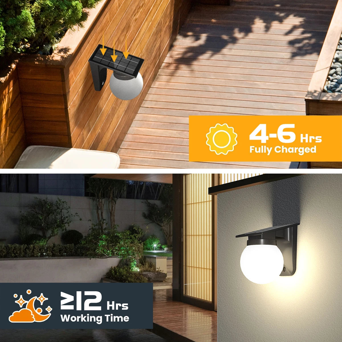 Luces de pared solares para uso en exteriores Brillo ajustable