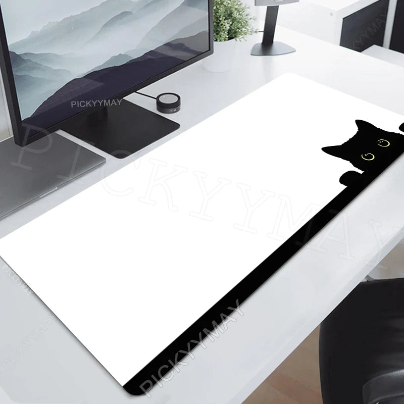 Gaming Mousepads Mousepad Black Cat Large Mouse Mat Office Desk Pads Non-Slip Rubber Gamer Mouse Pad Big Keyboard Mats